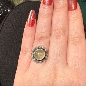 Prehnite Silver Ring